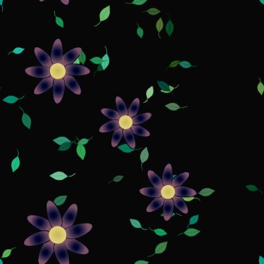 soyut çiçekler ve yapraklar, çiçekler duvar kağıtları, vektör illüstrasyonu