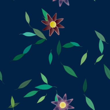 soyut çiçekler ve yapraklar, çiçekler duvar kağıtları, vektör illüstrasyonu