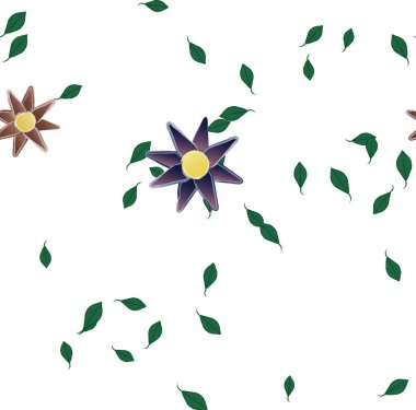 Çiçeklerin çiçek ve yapraklarla gösterimi, düz arkaplanda dijital duvar kağıdı