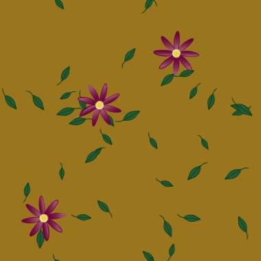 soyut çiçekler ve yapraklar, çiçekler duvar kağıtları, vektör illüstrasyonu