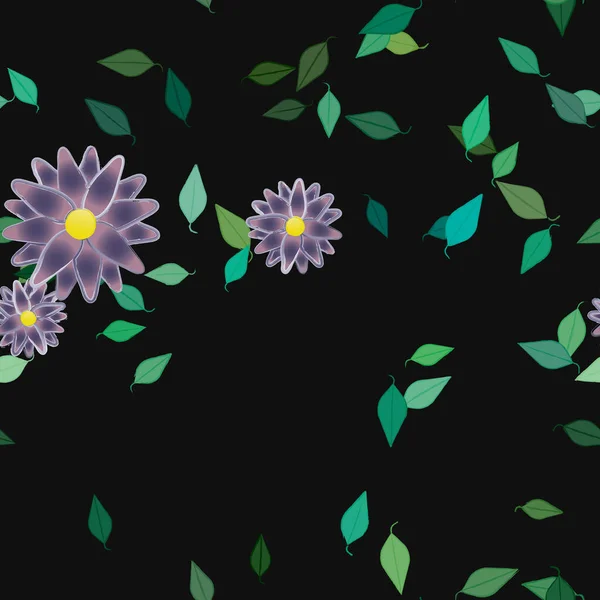 Vector Illustration Flowers Bloom Leaves Digital Wallpaper Plain Background — Stock Vector