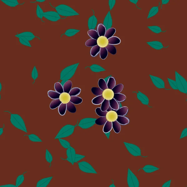 Ilustración Vectorial Flores Flotantes Flor Hojas Fondo Pantalla Digital Sobre — Vector de stock