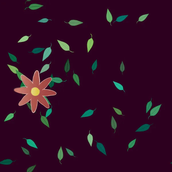 Διάνυσμα Εικονογράφηση Των Λουλουδιών Άνθιση Και Φύλλα Ψηφιακή Ταπετσαρία Απλό — Διανυσματικό Αρχείο