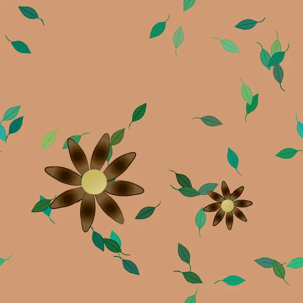 Векторная Иллюстрация Цветов Цвету Листьях Цифровые Обои Обычном Фоне — стоковый вектор