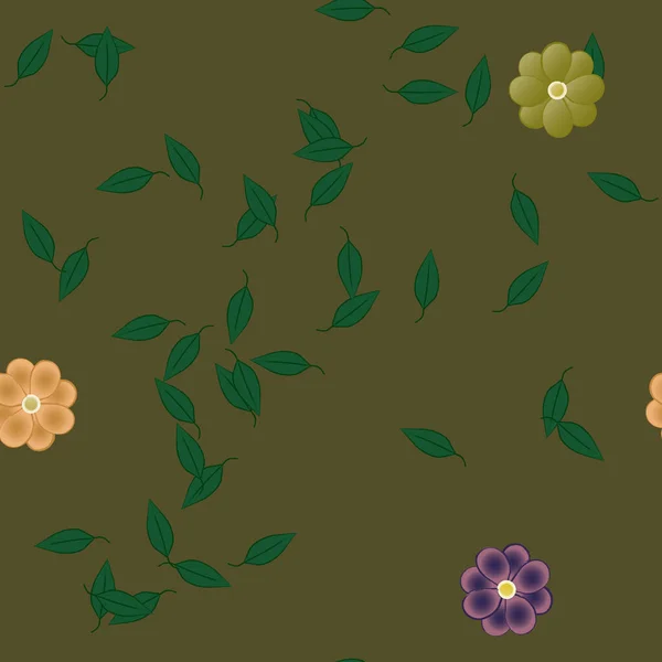 Çiçek Yaprakların Vektör Illüstrasyonu Düz Arkaplanda Dijital Duvar Kağıdı — Stok Vektör