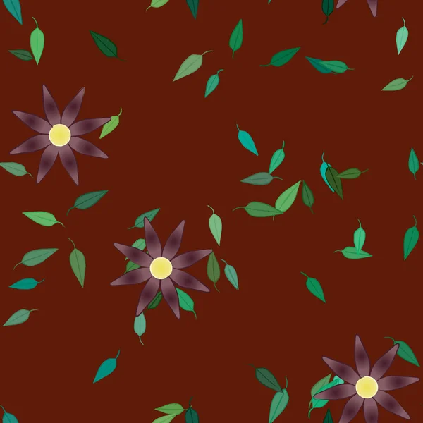 Illustration Vectorielle Fleurs Fleurs Feuilles Papier Peint Numérique Sur Fond — Image vectorielle