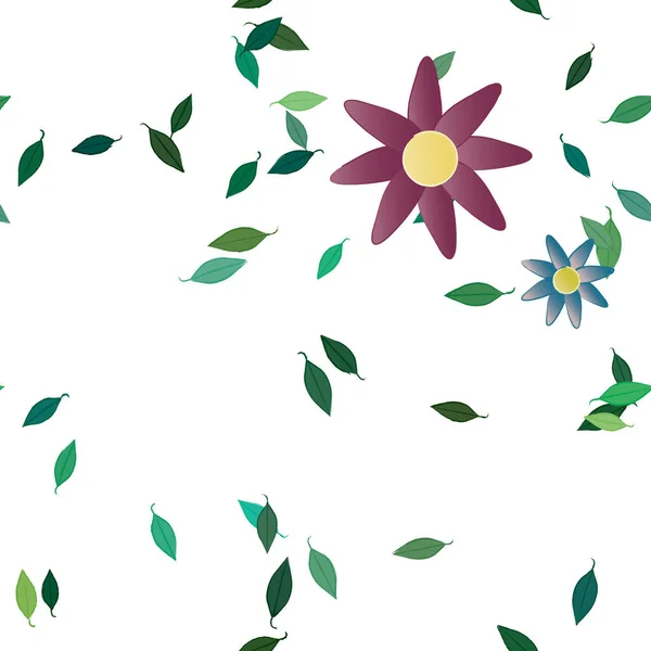 Follaje Flores Flores Florecen Fondo Pantalla Vector Ilustración — Archivo Imágenes Vectoriales