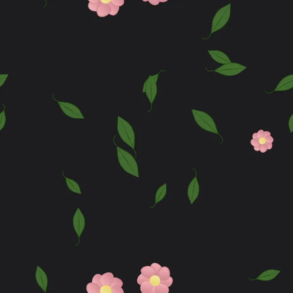 Ilustração Vetorial Flores Flor Folhas Papel Parede Digital Sobre Fundo — Vetor de Stock