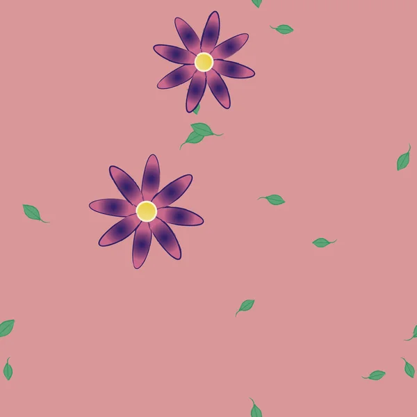 Διάνυσμα Εικονογράφηση Των Λουλουδιών Άνθιση Και Φύλλα Ψηφιακή Ταπετσαρία Απλό — Διανυσματικό Αρχείο