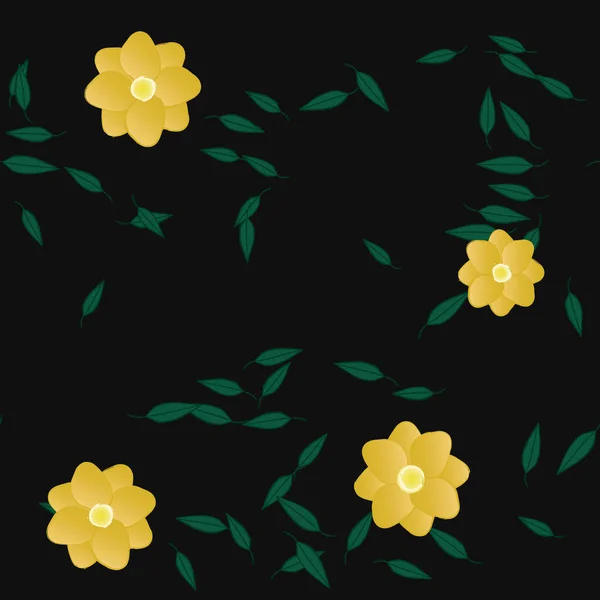 Vektor Illustration Blommor Blom Och Blad Digital Tapet Vanlig Bakgrund — Stock vektor