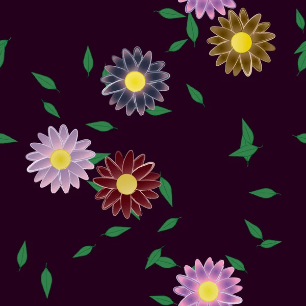 Illustration Vectorielle Fleurs Fleurs Feuilles Papier Peint Numérique Sur Fond — Image vectorielle