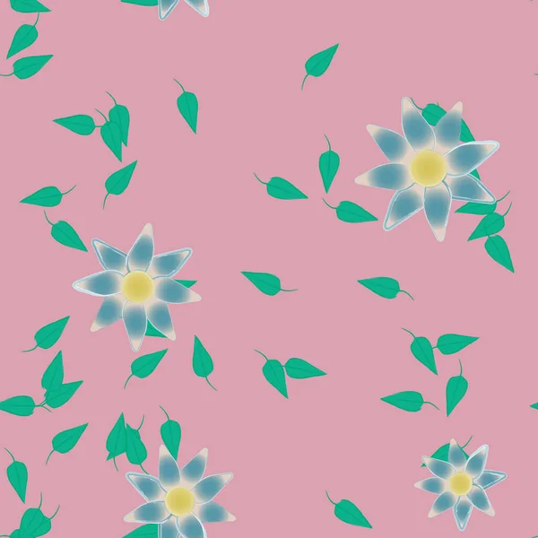 Ilustración Vectorial Flores Flotantes Flor Hojas Fondo Pantalla Digital Sobre — Vector de stock