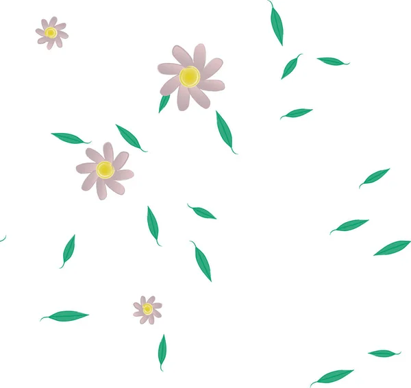 Vektorillustration Von Blumen Und Blättern Digitale Hintergrundbilder Auf Schlichtem Hintergrund — Stockvektor