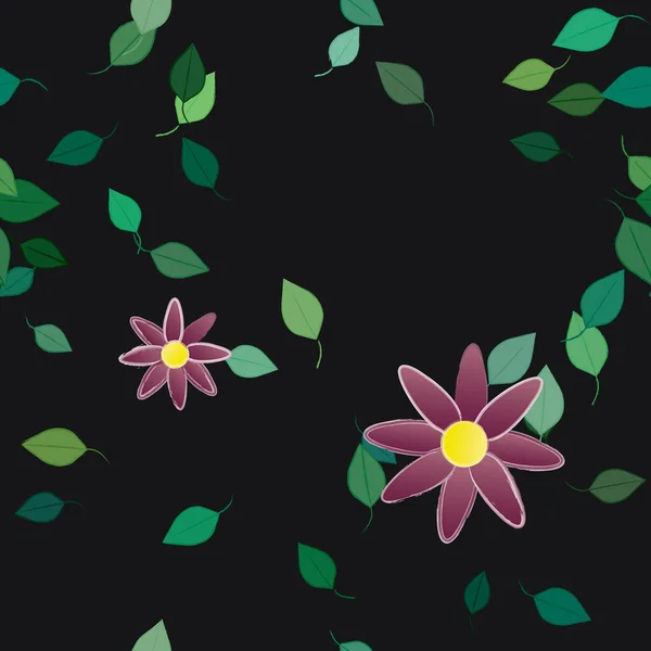 Vektori Kuva Kelluva Kukkia Kukassa Lehdet Digitaalinen Taustakuva Tavallisella Taustalla — vektorikuva