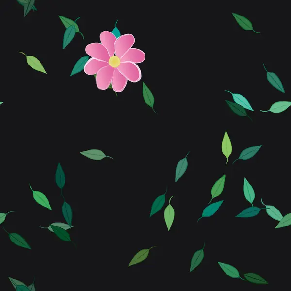 Vektorillustration Von Blumen Und Blättern Digitale Hintergrundbilder Auf Schlichtem Hintergrund — Stockvektor