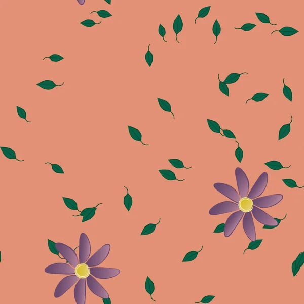 Ilustração Vetorial Flores Folhas Papel Parede Digital Sobre Fundo Liso — Vetor de Stock