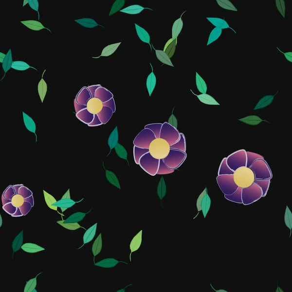 Ilustração Vetorial Flores Folhas Papel Parede Digital Sobre Fundo Liso — Vetor de Stock