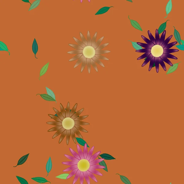 Векторная Иллюстрация Плавающих Цветов Цвету Листьях Цифровые Обои Обычном Фоне — стоковый вектор