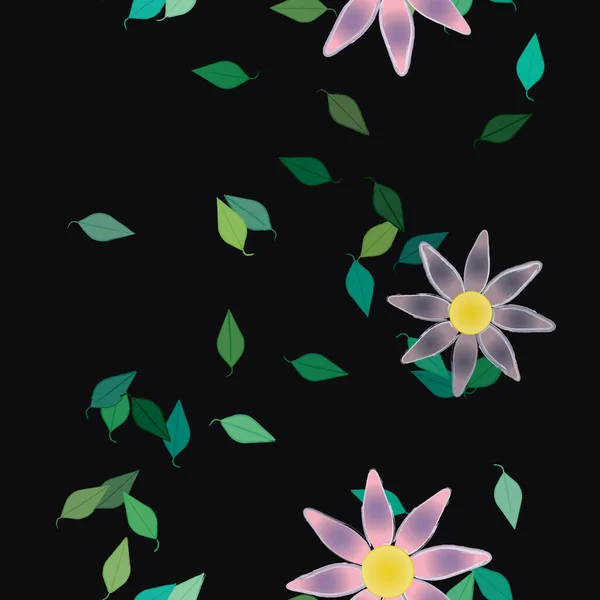 Illustrazione Vettoriale Fiori Galleggianti Fiore Foglie Carta Parati Digitale Sfondo — Vettoriale Stock