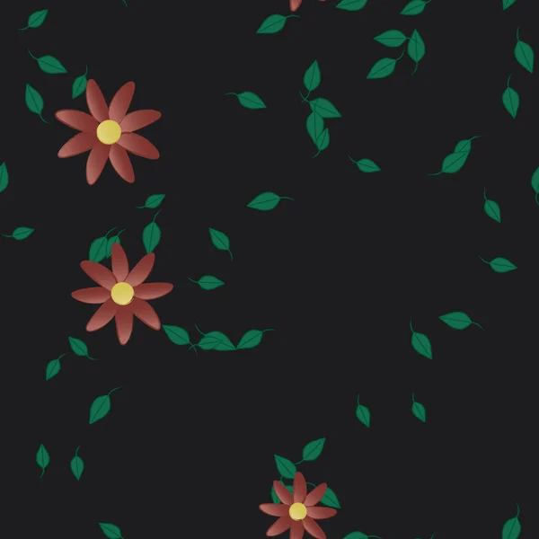 Ilustración Vectorial Flores Flor Hojas Fondo Pantalla Digital Sobre Fondo — Archivo Imágenes Vectoriales