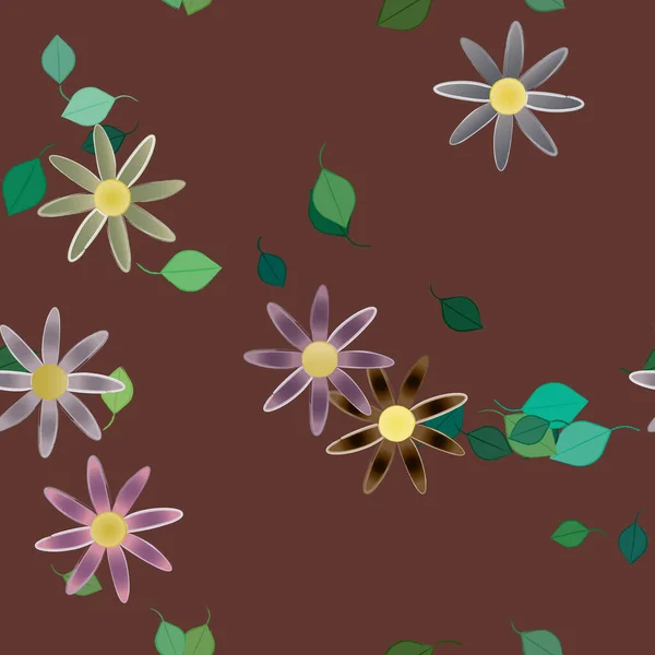 Follaje Flores Flores Florecen Fondo Pantalla Vector Ilustración — Archivo Imágenes Vectoriales