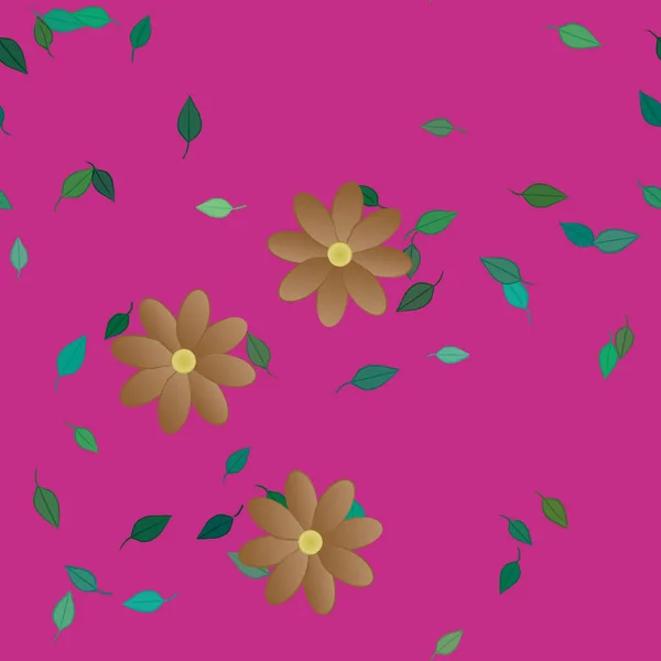 Follaje Flores Flores Florecen Fondo Pantalla Vector Ilustración — Vector de stock