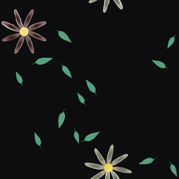 Векторная Иллюстрация Цветов Листьев Цифровые Обои Обычном Фоне — стоковый вектор