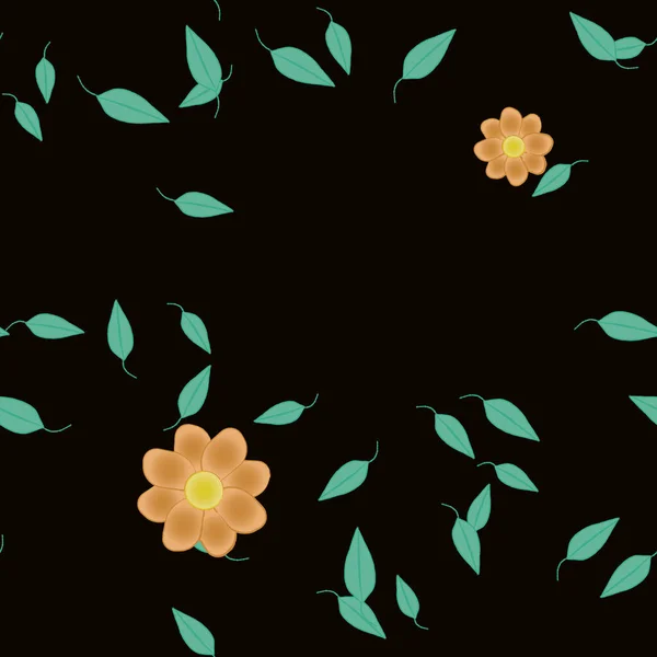 Vektor Illustration Blommor Blom Och Blad Digital Tapet Vanlig Bakgrund — Stock vektor