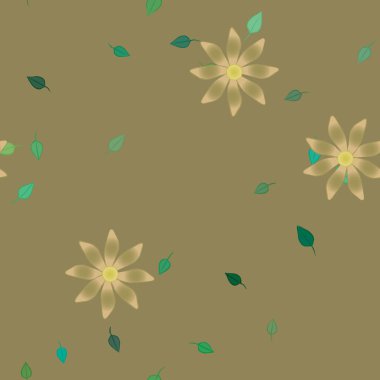 soyut çiçekler ve yapraklar, çiçekler duvar kağıtları, vektör illüstrasyonu