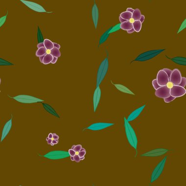 soyut çiçekler ve yapraklar, çiçekler duvar kağıtları, vektör illüstrasyonu