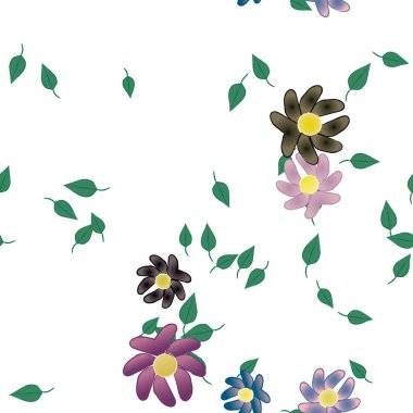 soyut çiçekler ve yapraklar, çiçekler duvar kağıtları, vektör illüstrasyonu