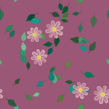 soyut çiçekler ve yapraklar, çiçekler duvar kağıtları, vektör illüstrasyonu