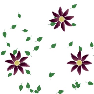 Çiçeklerin çiçek ve yapraklarla gösterimi, düz arkaplanda dijital duvar kağıdı