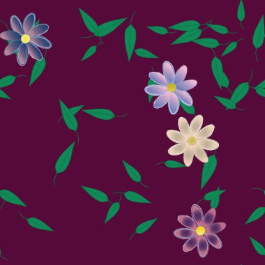 soyut çiçekler ve yapraklar, çiçekler duvar kağıtları, vektör illüstrasyonu