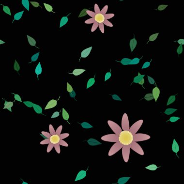 soyut çiçekler ve yapraklar, çiçekler duvar kağıtları, vektör illüstrasyonu