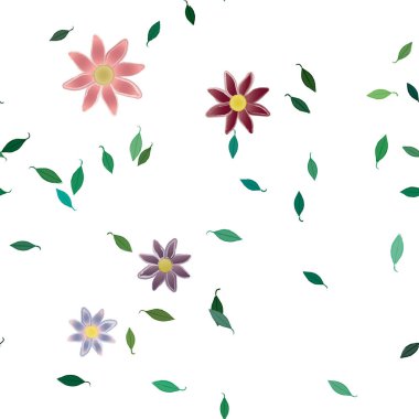 soyut çiçekler ve yapraklar, çiçekler duvar kağıtları, vektör illüstrasyonu