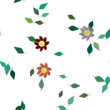 soyut çiçekler ve yapraklar, çiçekler duvar kağıtları, vektör illüstrasyonu