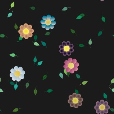 soyut çiçekler ve yapraklar, çiçekler duvar kağıtları, vektör illüstrasyonu