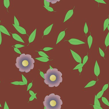 Çiçeklerin çiçek ve yapraklarla gösterimi, düz arkaplanda dijital duvar kağıdı