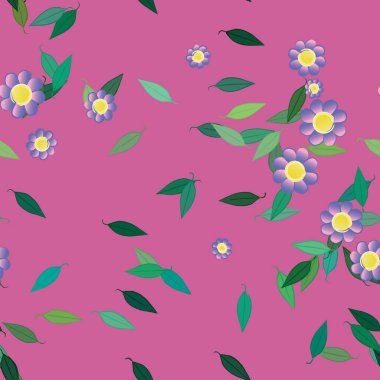 soyut çiçekler ve yapraklar, çiçekler duvar kağıtları, vektör illüstrasyonu