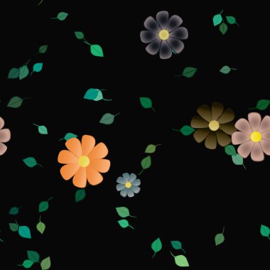 soyut çiçekler ve yapraklar, çiçekler duvar kağıtları, vektör illüstrasyonu