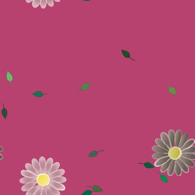 Çiçeklerin çiçek ve yapraklarla gösterimi, düz arkaplanda dijital duvar kağıdı