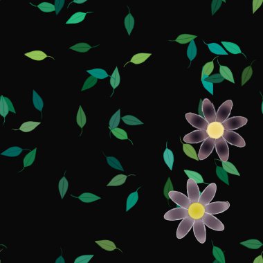 soyut çiçekler ve yapraklar, çiçekler duvar kağıtları, vektör illüstrasyonu