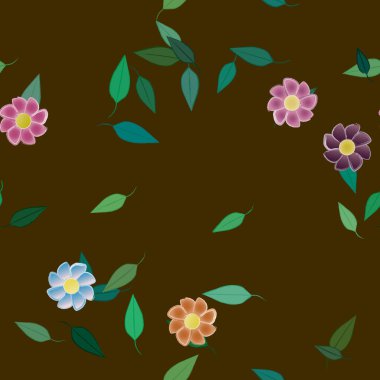 soyut çiçekler ve yapraklar, çiçekler duvar kağıtları, vektör illüstrasyonu