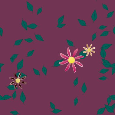 soyut çiçekler ve yapraklar, çiçekler duvar kağıtları, vektör illüstrasyonu