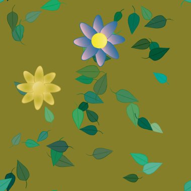 soyut çiçekler ve yapraklar, çiçekler duvar kağıtları, vektör illüstrasyonu