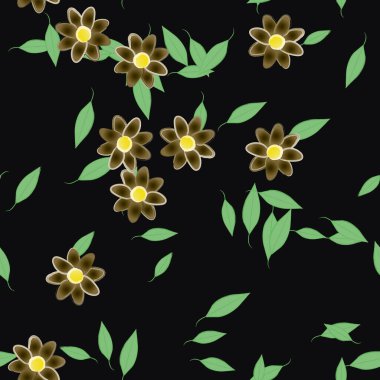 soyut çiçekler ve yapraklar, çiçekler duvar kağıtları, vektör illüstrasyonu