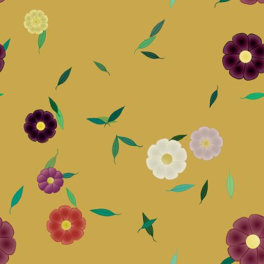 soyut çiçekler ve yapraklar, çiçekler duvar kağıtları, vektör illüstrasyonu