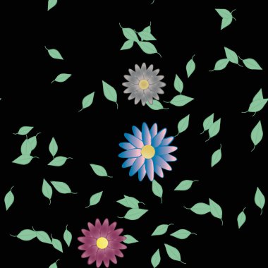 soyut çiçekler ve yapraklar, çiçekler duvar kağıtları, vektör illüstrasyonu