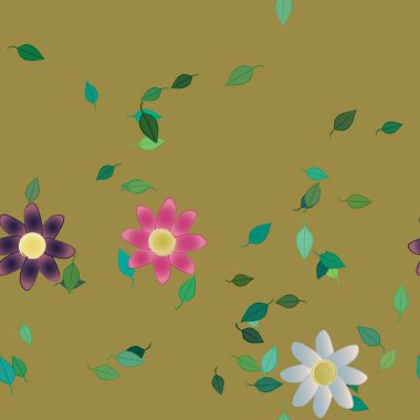 soyut çiçekler ve yapraklar, çiçekler duvar kağıtları, vektör illüstrasyonu